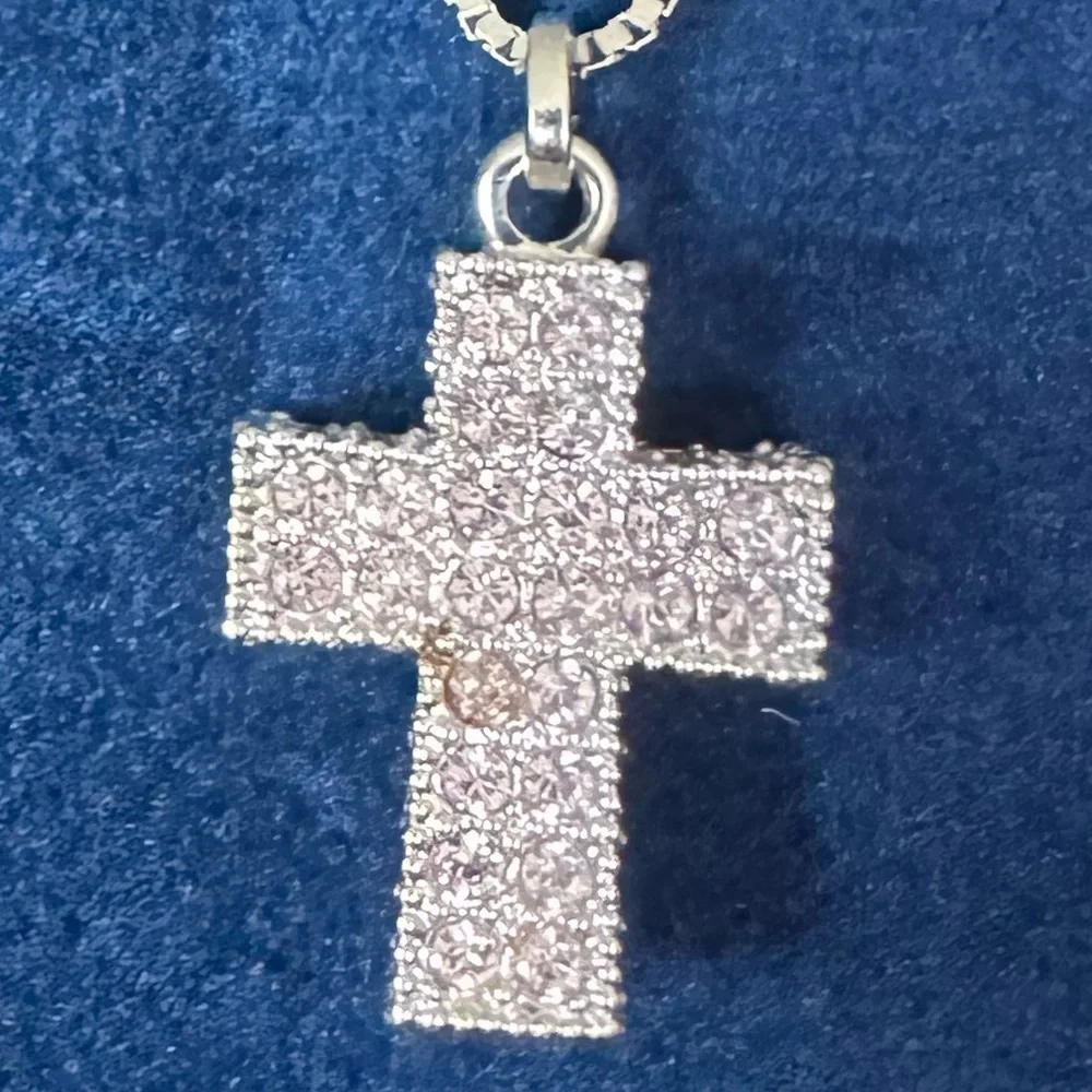 Swarovski Light Pink Amethyst 3D Cross Necklace